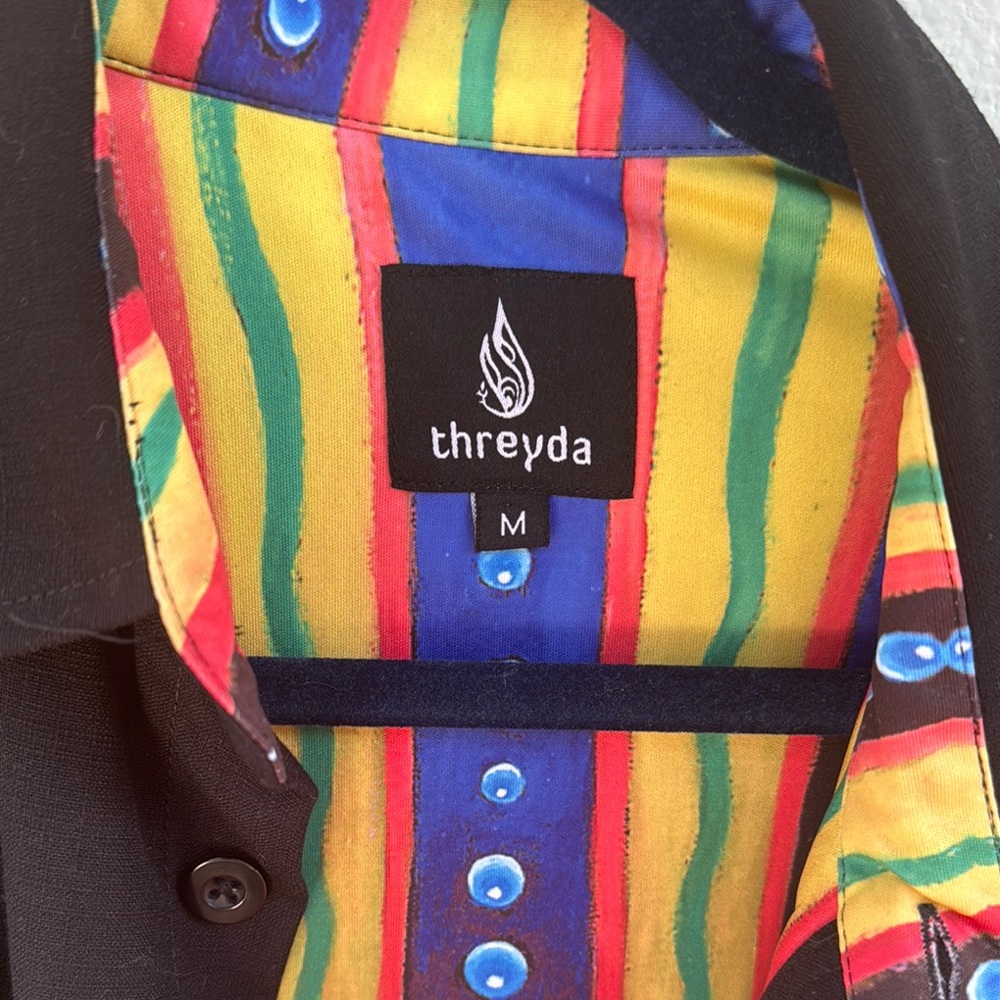 Rare Threyda rave festival Black Jacket with Colorful Lining